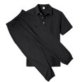 thumbnail image 7 of hotojiny Mens Summer 2 Piece Set Button Collared Short Sleeve Golf Shirt Cinch Bottoms Cargo Pants Walking Casual Outfits(Black,X-Large), 7 of 7