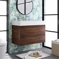thumbnail image 2 of Alice 36" Wall Mounted Floating Bathroom Vanity in Walnut with White Basin, 2 of 11