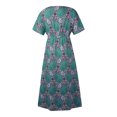 thumbnail image 5 of EGNMCR Robes d'Été Femmes Tendance 2024 Mode Femmes Col en V Imprimé Manches Courtes Patchwork Décontractée Longue Robe, 5 of 5