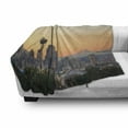 thumbnail image 3 of Seattle Skyline Soft Flannel Fleece Throw Blanket, Sunset and Mountain Rainier Viewed from Kerry Park Washington State, Cozy Plush for Indoor and Outdoor Use, 50" x 60", Multicolor, by Ambesonne, 3 of 6