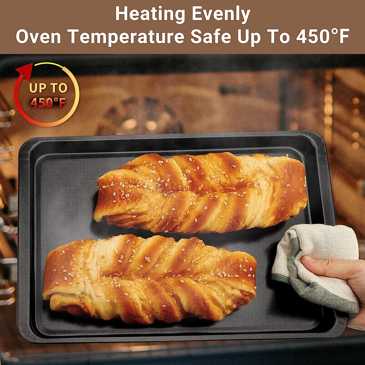 Baking Sheet 2 Pack, 10x14.6 Inch Cookie Sheet Nonstick Carbon Steel Baking Sheet for Oven Pans Baking Tray Cooking Sheets Black