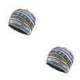 thumbnail image 4 of Maytalsory Bonnet Ethnique Style Hijab Floral Imprimé Coloré Turban Réglable Oreille Protection Style Accessoires Bonnet Bleu Bande 2Set, 4 of 6