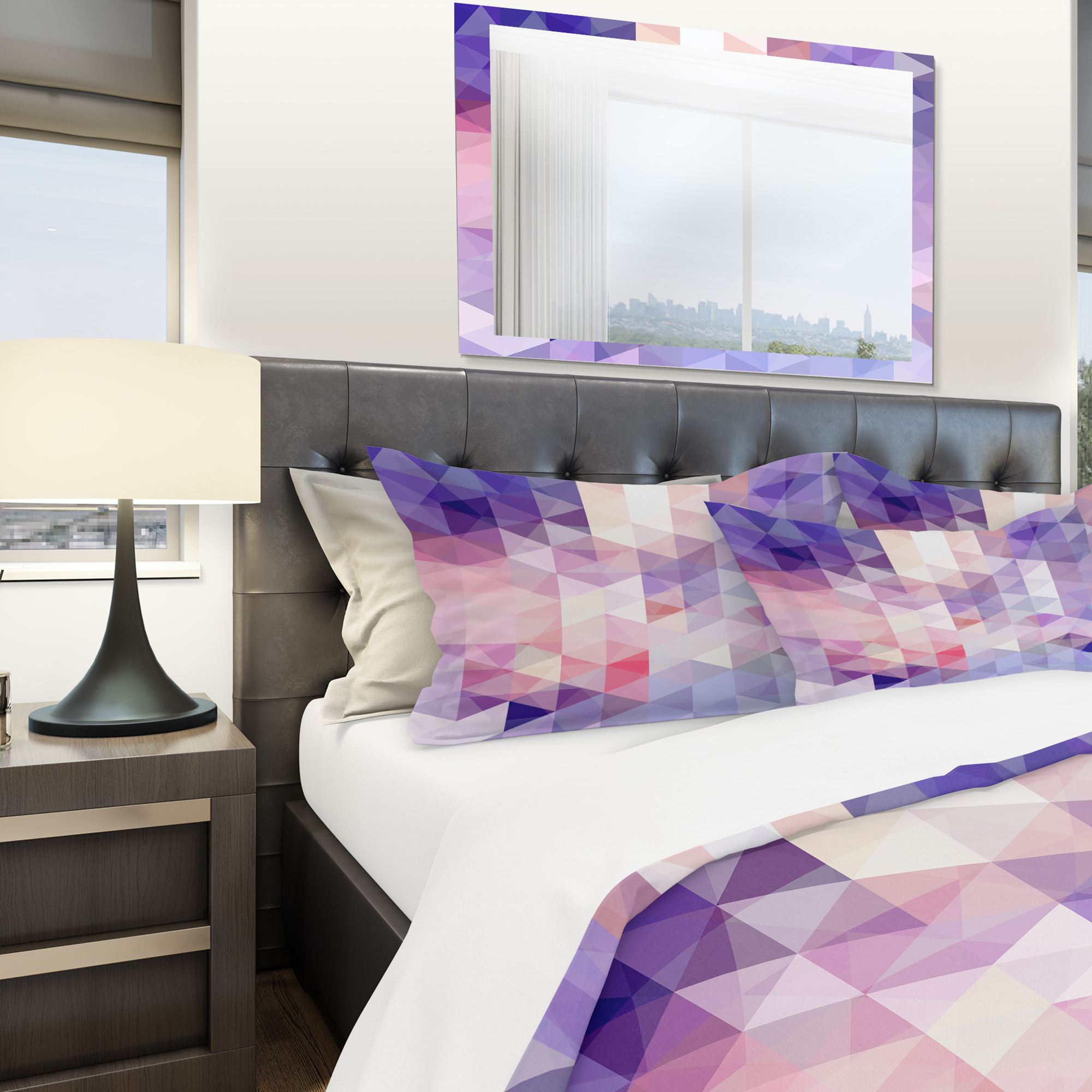 Designart 'Square Composition with Geometric Shapes' Modern & Contemporary Duvet Cover Set