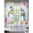 thumbnail image 2 of Coastal Sea Turtle Sheer Curtains 63 Inch Long 2 Panels, Coral Conch Starfish Shell Vintage Nautical Light Filtering Rod Pocket Curtains, Sheer Voile Drapes for Living Room Bedroom, 52"x63", 2 of 8