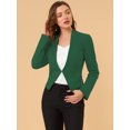 thumbnail image 3 of Chaqueta Corta Casual de Negocios Allegra K sin cuello para Mujer Verde oscuro L, 3 of 6