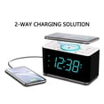 thumbnail image 4 of Emerson ER100401 Smartset Radio despertador dual de carga inalámbrica ultrarrápida de 15 vatios con altavoz Bluetooth, cargador USB, luz nocturna LED cian y pantalla de 1,4", 4 of 5