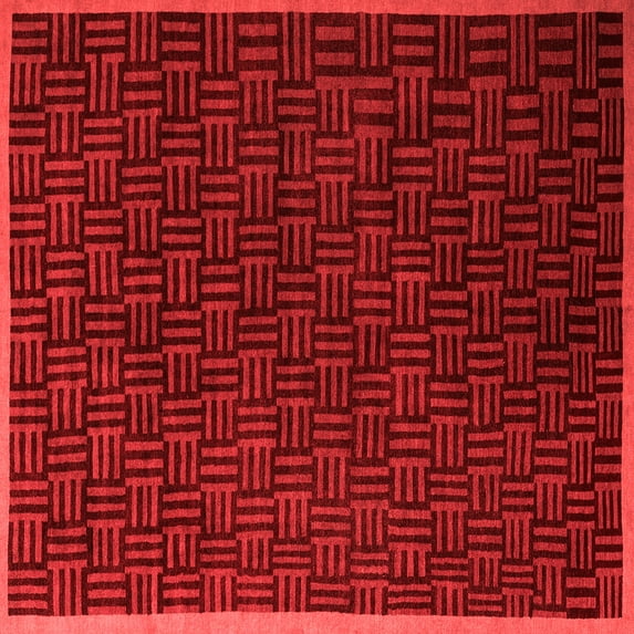 Ahgly Company Indoor Square Abstract Red Modern Area Rugs, 6' Square