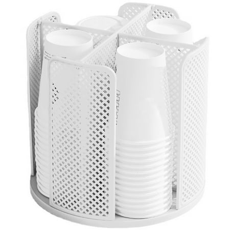 

Ghopy Cup Dispenser 360° Rotatable 4 Compartment Cups and Lids Holder Detachable Desktop Coffee Cup Dispenser White