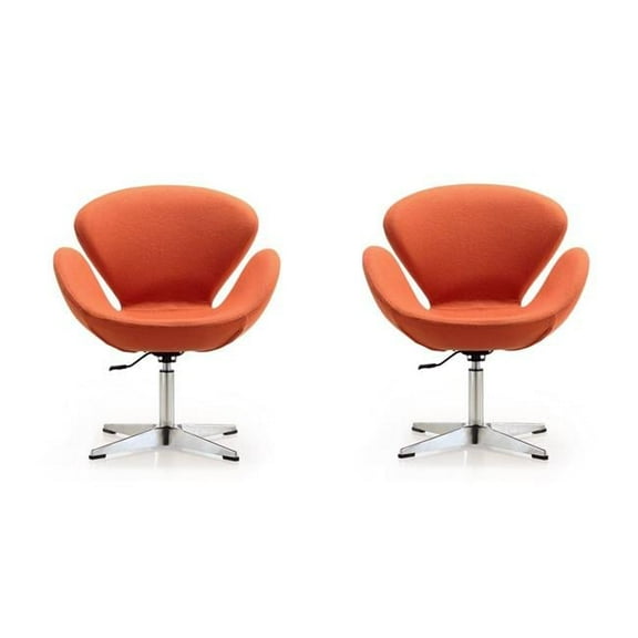 Manhattan Comfort Raspberry Fabric Accent Chair in Orange (Set of 2)