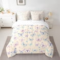 thumbnail image 2 of Feelyou Dreamy Butterfly Child Bedding Comforter Set 7pcs, Kawaii Cartoon Animal Queen Bedding Sets, Blossoms Flower Floral Reversible Queen Sheet Sets, Luxury Bedroom Decor, 2 of 8