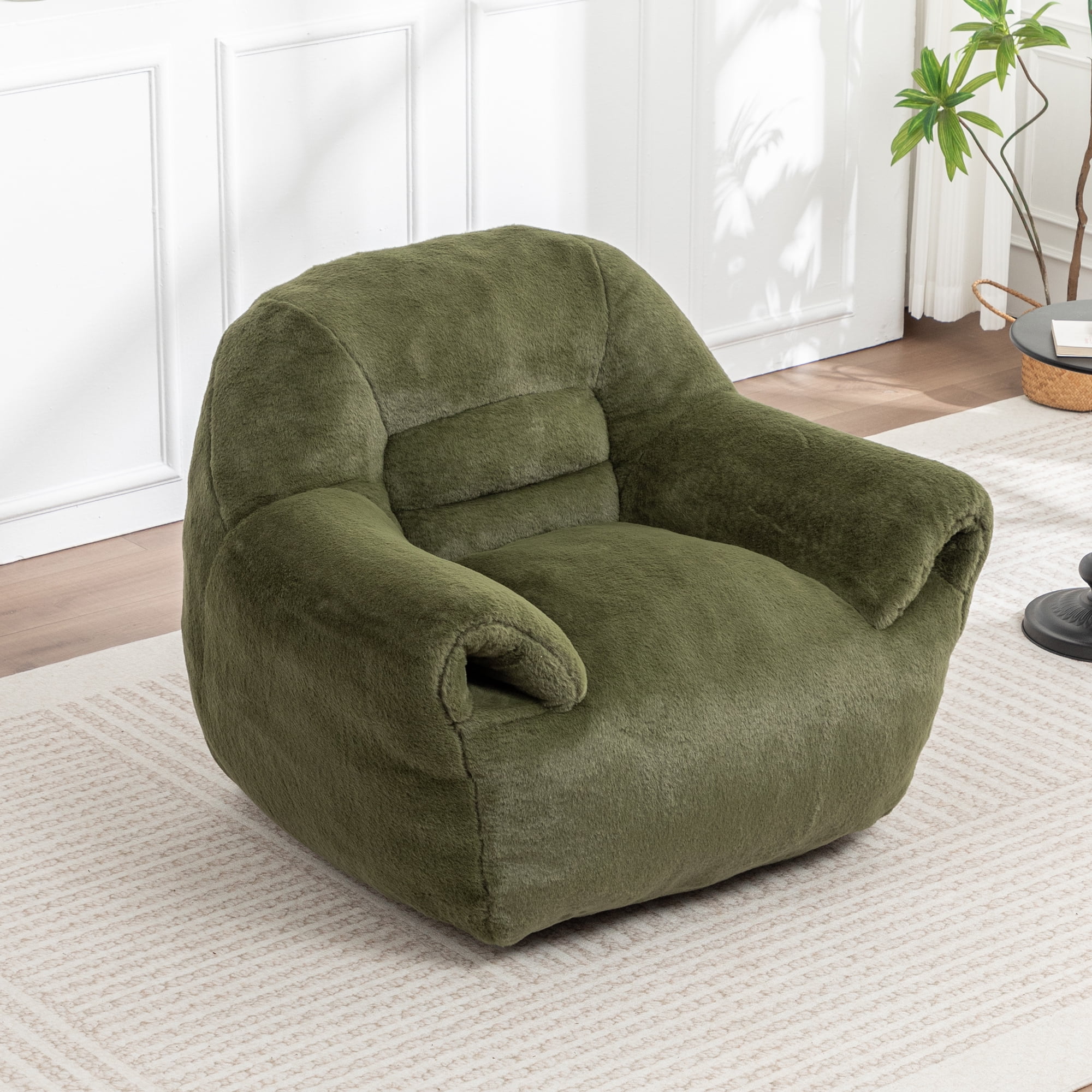 Jopath Bean Bag Chair, Comfy Bean Bag Sofa Faux Fur Bean Bag Chair For Adults And Kids, Stuffed Floor Sofa For Living Room, Bedroom, Apartment