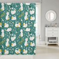 thumbnail image 2 of Manfei Funny Cat Shower Curtain 72Wx72L, Kawaii Pet Animal Bathroom Curtain, Teal Green, 2 of 5