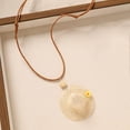 thumbnail image 2 of Boho Straw Hat Pendant Necklace for Women Handmade Woven Rope Necklace with Flower Beach Summer Jewelry Vacation Daily Wear, 2 of 5