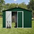 thumbnail image 4 of 10ft x 12ft Outdoor Storage Sheds, Metal Waterproof Tool Sheds with Aluminum Frames & Punched Vents & Hinged Lockable Doors, Heavy-Duty Sheds Unit for Patio Storage, Chicken Coop, White+Green, 4 of 6