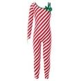thumbnail image 4 of TiaoBug Kids Girls Christmas Candy Cane Striped Jumpsuit Sequins One Shoulder Ballet Dance Bodysuit Red 8, 4 of 7