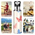 thumbnail image 7 of Yayeee 20oz Insulated Water Bottle Double Wall Stainless Steel with Flip Straw Lid, Red Butterflies, 7 of 7