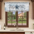 thumbnail image 6 of Country Star Blue Curtain Valances for Windows, Kitchen Valance Window Treatments Panel 2 Pack, Farmhouse Vintage Branches Wooden Rod Pocket Short Curtains for Bathroom Bedroom 60 x 18 Inch, 6 of 8