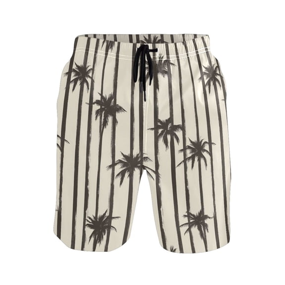 joogoo Men's Swim Trunks Retro Palm Tree Beach Shorts with Pockets M