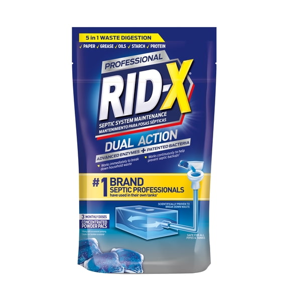 Professional RID-X Septic Tank Treatment Pods – 3 Month Supply, Dual Action Enzymes and Bacteria to Break Down Waste & Prevent Backups