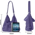 thumbnail image 4 of Lohol Corduroy Tote Bag for Women Girl Canvas Shoulder Handbags Cute Large Purse-purple, 4 of 7