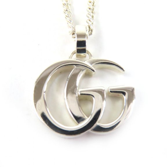 Pre-Owned GUCCI 814914 Double G Pendant Necklace, 925 Sterling Silver, 55cm, with Box, Weight...