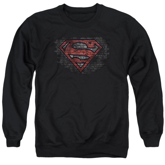 Superman Brick S Adult Crewneck Sweatshirt Black