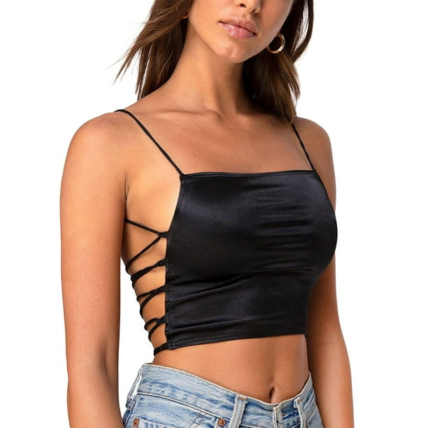 Women's Camisole, Sleeveless Backless Strappy Crop Tops for Dating Party Shopping Vacation - Walmart.com