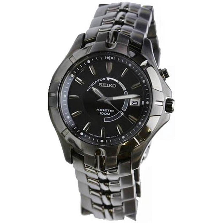 Seiko Men's SKA407 Black Dial Stainless Steel Kinetic Watch