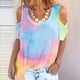 thumbnail image 2 of Top informal suelto con hombros descubiertos y cuello redondo con estampado de manga corta para mujer a la moda Pompotops hkajfhjk463988, 2 of 5