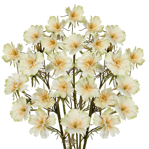 5pcs Coreopsis Flower Chrysanthemum 27.9" Artificial Mums Flower Long Stem Fake Flowers Fake Silk Wildflowers Bouquet Centerpieces Green White