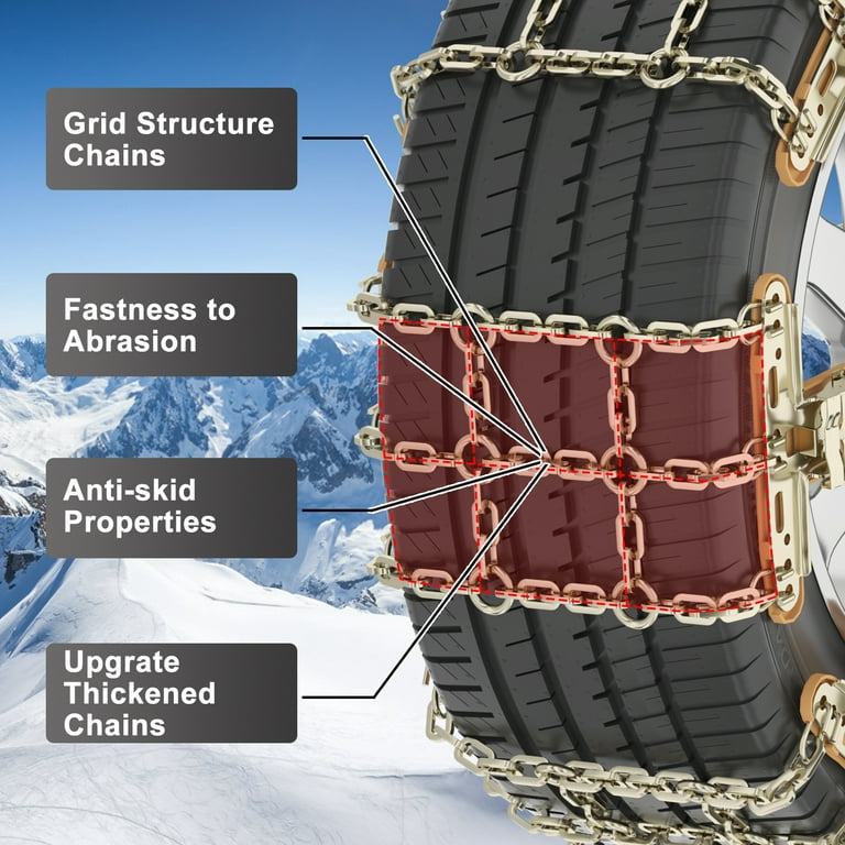 ABORON 12 Pcs Tire Snow Chains, Anti-Skid Chains for SUV,Truck,RV