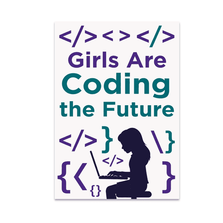 Girls Are Coding the Future - Young Coders - 13x19 Poster Print