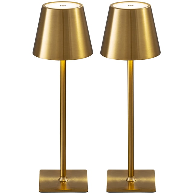 Lámpara de mesa metálica inalámbrica KDG, 2 unidades, 5000 mAh, color dorado
