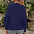 thumbnail image 3 of Miluxas Women's Casual Long Sleeve Sweaters Loose Crewneck Knit Solid Pullover Sweater Tops Navy S(S), 3 of 3