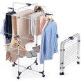 thumbnail image 1 of KK KINGRACK Clothes Drying Rack, Foldable Laundry Drying Rack with 4 Wheels and Hooks, Large Capacity, Metal, White, 1 of 9