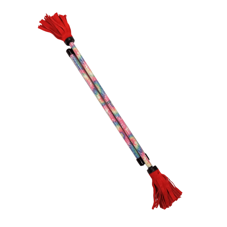 Z-Stix Professional Juggling Flower Sticks-Devil Sticks and 2 Hand Sticks,  High Quality, Beginner Friendly - Festival Series (Kid, Red Tie Dye)
