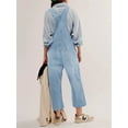 thumbnail image 4 of Women's Casual Loose Denim Work Pants Bib Adjustable Shoulder Strap Wide Leg Capri Denim Jumpsuit, 4 of 6