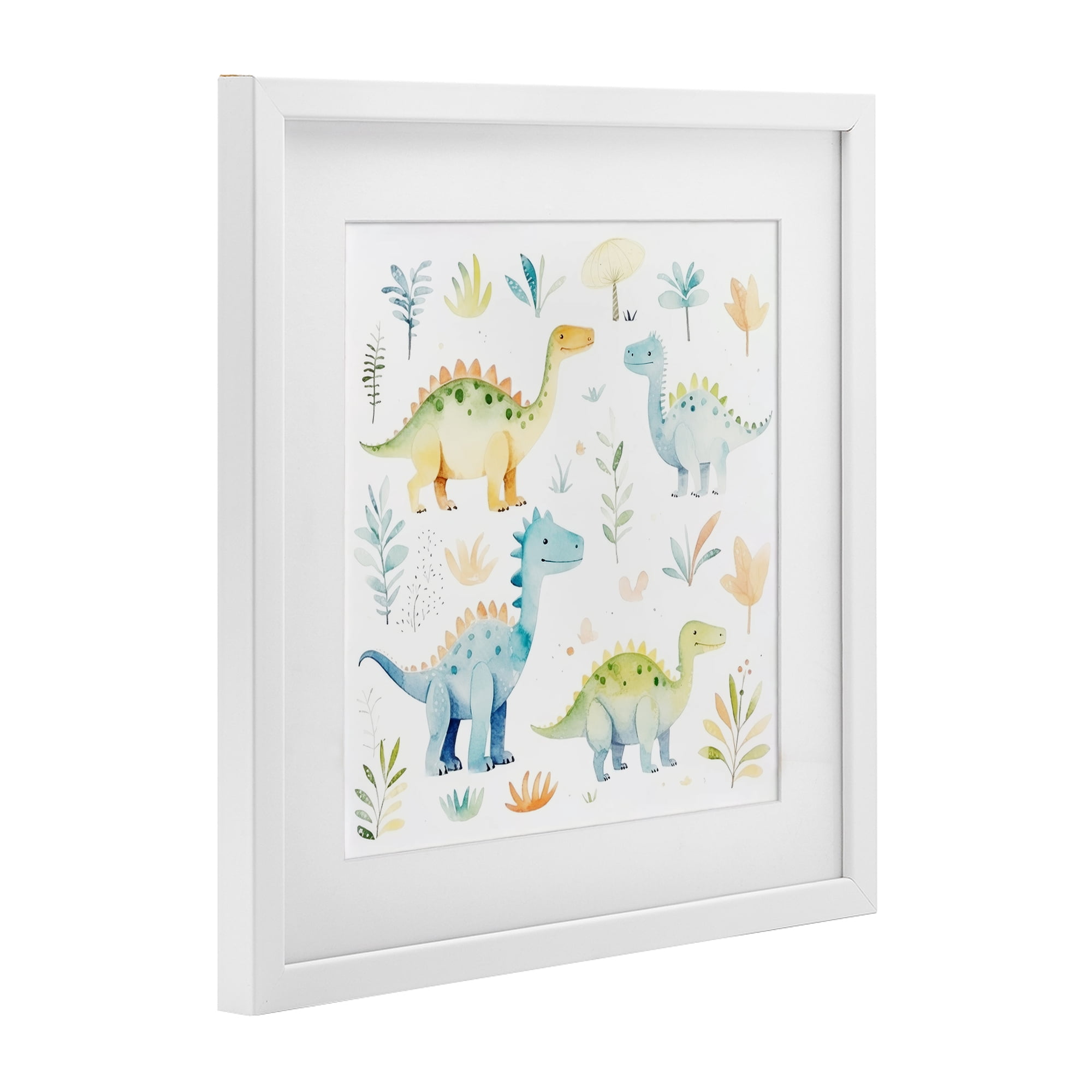 Stupell Industries Different Dinosaur Wonders White Framed Print Under Glass, design by Lazar Studio
