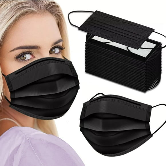 Black F Masks, 3-Ply Black Masks Disposable 100 Pk (Premium Comfort Soft White Inside) Breathe Easy Black 100 Pack