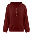 thumbnail image 4 of Shirts Y2k Women Winter Relaxed Fit Hooded Long-sleeved Mitten-Cuff One Shoulder Drawstring Solid Color Leisure Polyester Sweatshirts Hoodies(Red,XXL), 4 of 5