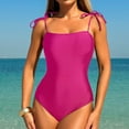thumbnail image 2 of UTSJKR Spaghetti Tie Strap One Piece Swimsuit for Women Sexy Push Up Padded Swimwear Tummy Control Bathing Suit Pink S, 2 of 5
