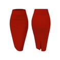 thumbnail image 2 of Women'S Premium High Waist Nylon Ponte Stretch Office Pencil Skirt Red S, 2 of 9