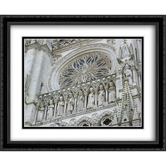 Fa?ade of the Cathedral Notre Dame 2x Matted 34x28 Large Black Ornate Framed Art Print by The Cityscape Art Print Series