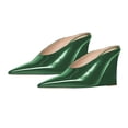 thumbnail image 4 of XYD Women Chic Pointed Closed Toe Mules Slip On Wedges High Heel Sandals Backless Party Club Dressy Shoes Size 5 Green, 4 of 4