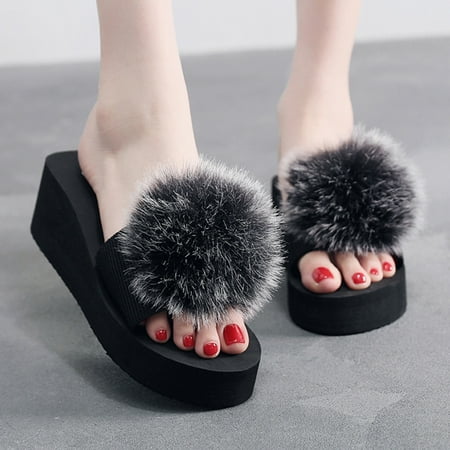 

Foraging dimple Women s Wedges Shoes Winter Indoor&Outdoor Non-Slip Slippers Ladies Home Shoes White