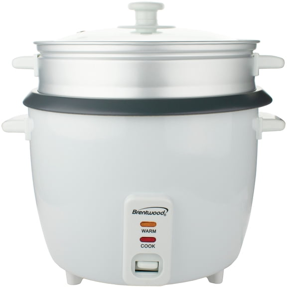 Brentwood 10-Cups Cooked/20-Cups Uncooked Electric Rice Cooker with Steamer, White