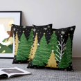 thumbnail image 2 of Pillow Covers 26x26 Set of 2, Black Christmas Tree Throw Pillow Covers Decorative Couch Cushion Cover, Green Golden Xmas Tree Snowflake Winter Microfiber Soft Pillowcases for Bedroom Living Room Sofa, 2 of 9