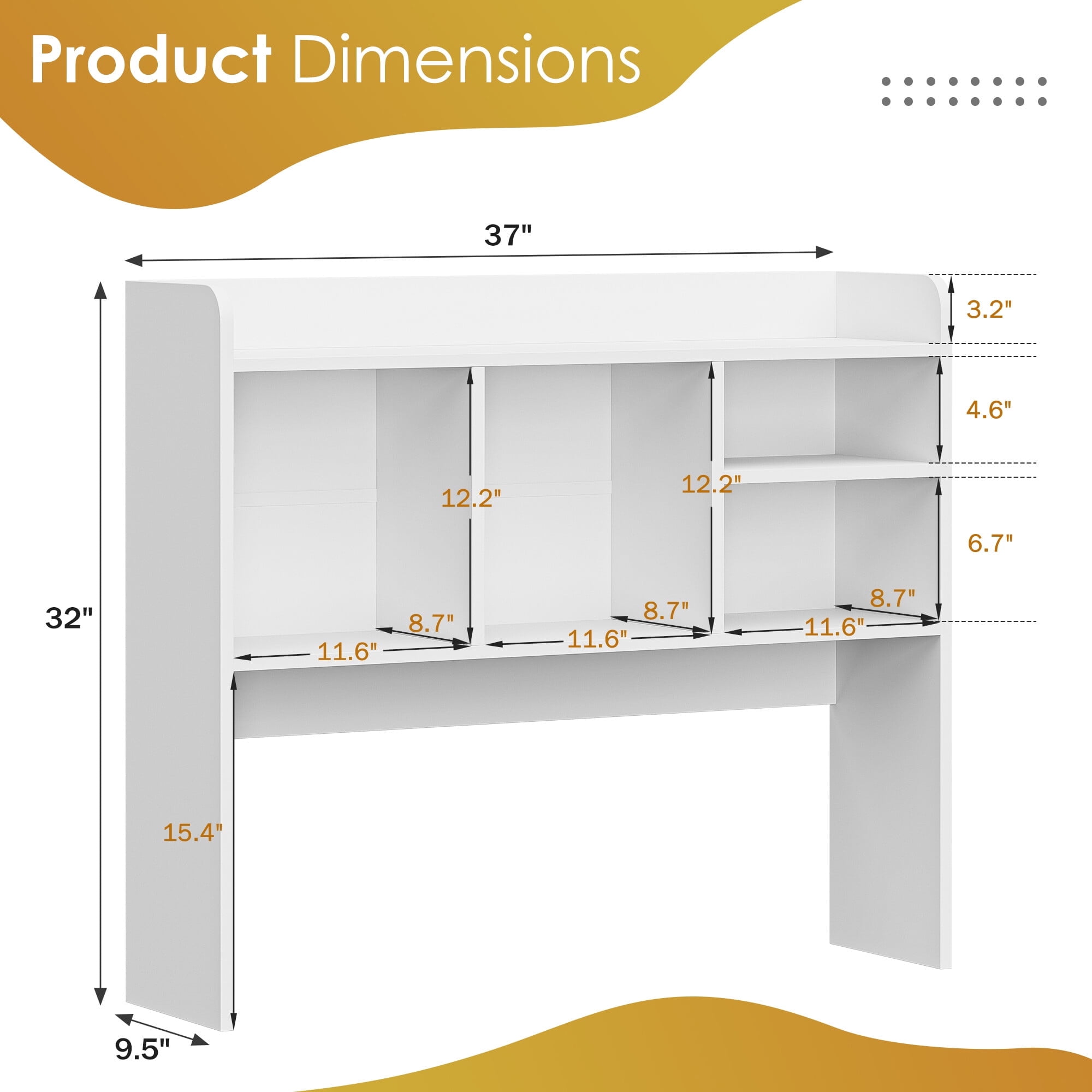 ZENY Desktop Bookshelf Storage Tabletop Display Hutch with 4 Shelves Wood Frame Freestanding Desk Organizer, White
