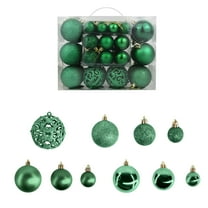 50 Pcs Plastic Christmas Balls Set, Assorted Green Ornaments for Holiday Tree, Shiny, Matte, and Glitter Finishes, Christmas Tree Decorations, Holiday Party Decor