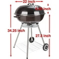 thumbnail image 2 of 22 Inch Portable Charcoal Grill with Wheels for Outdoor Cooking Barbecue Camping BBQ Coal Kettle Grill - Heavy Duty Round with Thickened Grilling Bowl Wheels for Small Patio Backyard, 2 of 6